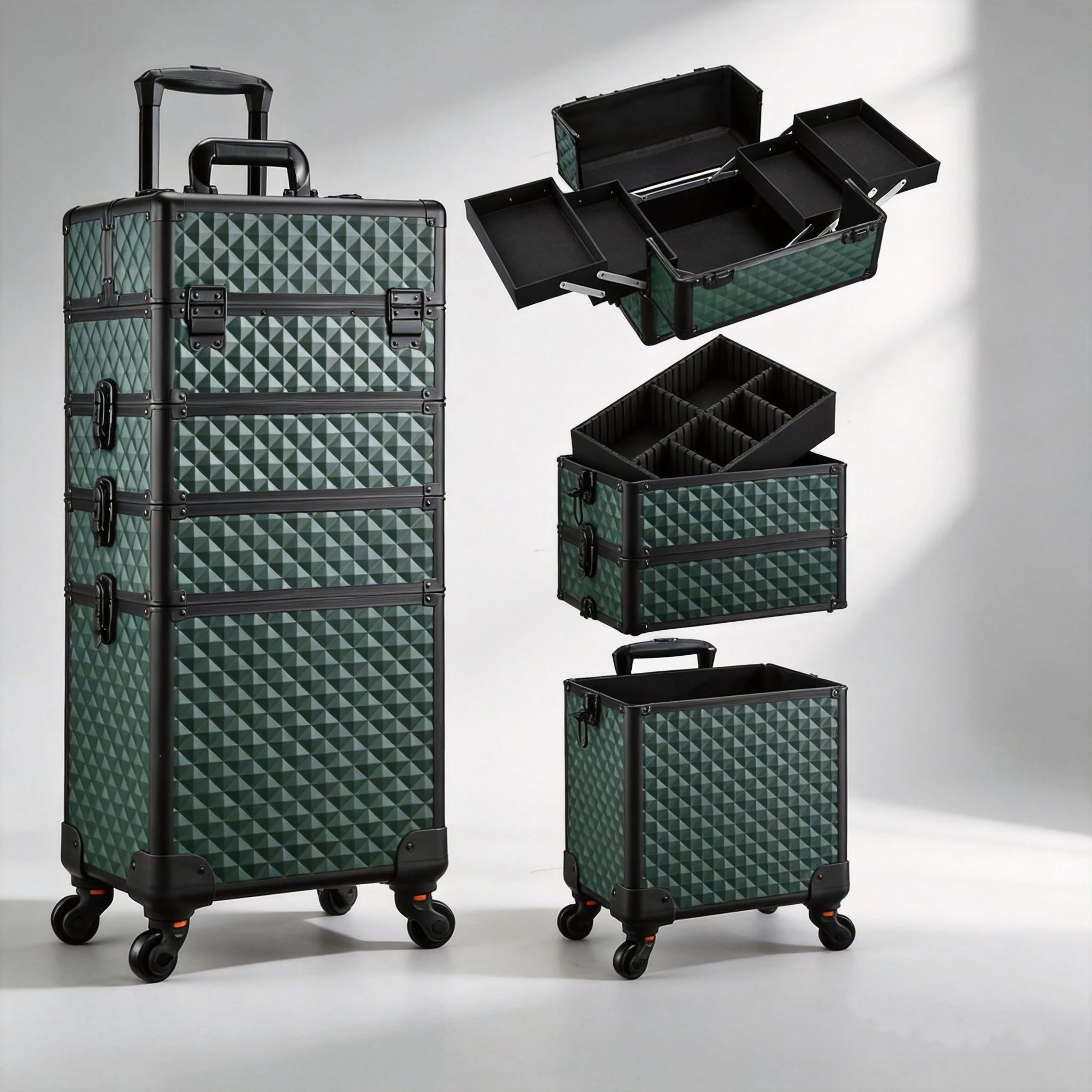 Valise de maquillage à roulettes, Trolley de cosmétologie, Mallette de