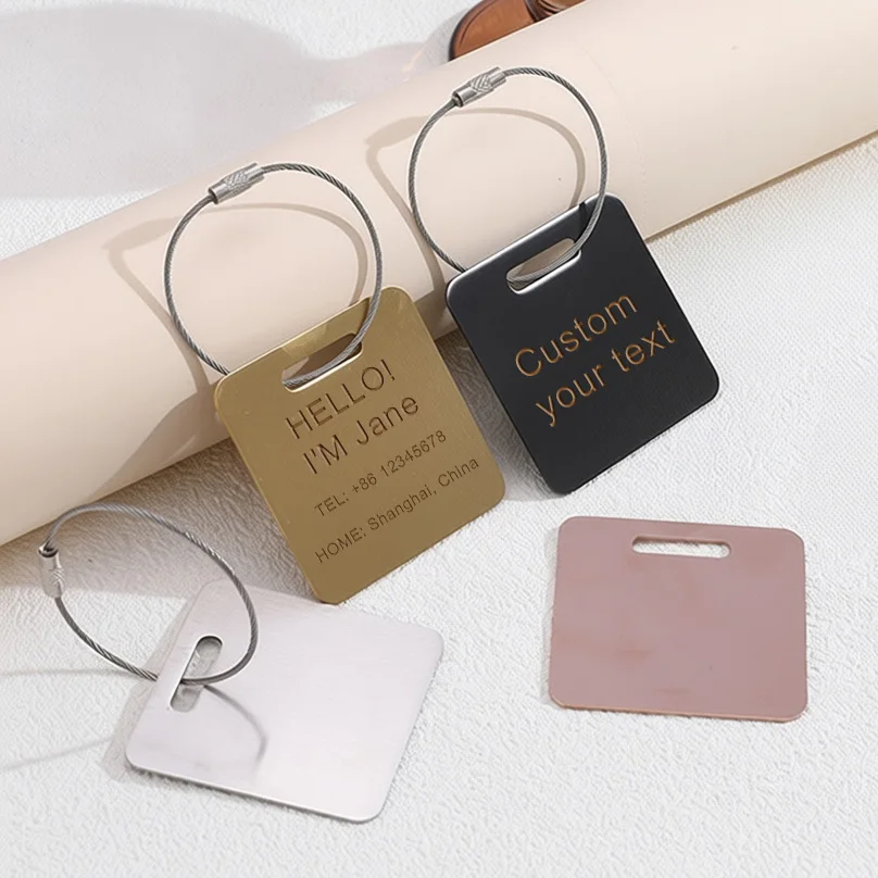 Étiquette de bagage personnalisée avec gravure laser, étiquettes anti-perte, accessoires