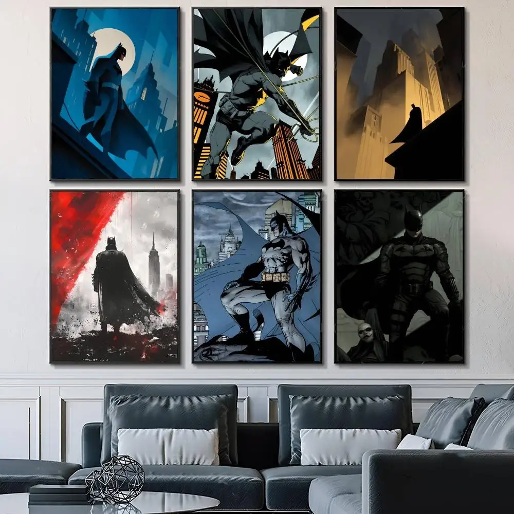 Affiches noires stylées de dessins animés manga B-Bat-M-man, autocollants muraux